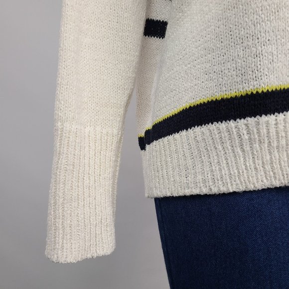 LOFT Cream and Navy Striped Sweater - Picture 4 of 12